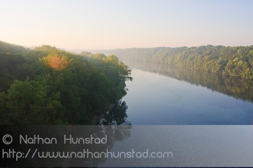 The Mississippi River early in the morning from the Franklin Avenue Bridge.